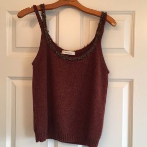 Alex Gaines cashmere sweater with feather details.